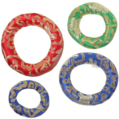 HONITANO 4 Stücke Klangschalenkissen 10/12/14/16Cm Buddhismus Produkt Klangschalenunterlage aus Baumwollstoff Schützendes Design Zufällige Farbe