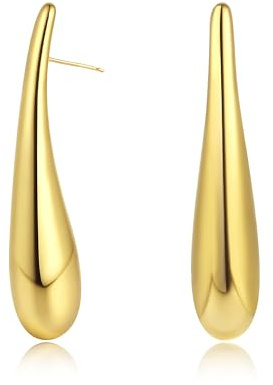 14k Vergoldet Lange Gold Tropfen Ohrringe Damen Leichte Statement Minimalistisches Modern Design Hypoallergen Ohrringe