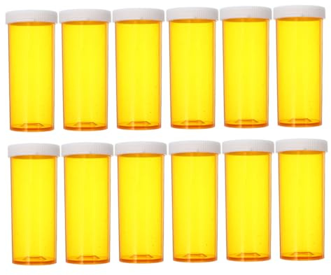 Gatuida 12 Frascos de Plástico Naranja para Pastillas con Tapas, Organizador Multifuncional para Medicamentos, Material Resistente Pp, Adecuado para Casa y Viajes