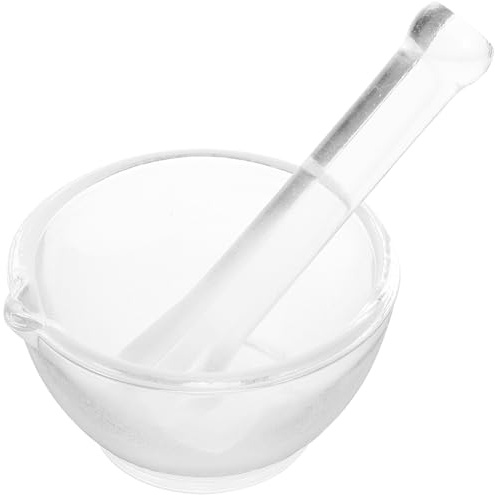 SECFOU Mortero Cristal con Maja para Uso Doméstico y Laboratorio Tazón de Moler Medicamentos Polvo Químico y Pastillas y Seguro para Cocina y Experiencias