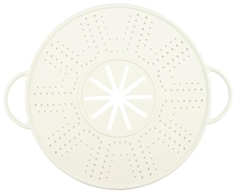 Fenteer Silicone Spill Stopper Lid Silicone Splatter Screen with Steam Vents Multi Use Boil over Spill Stopper for Stockpots Kitchen, White