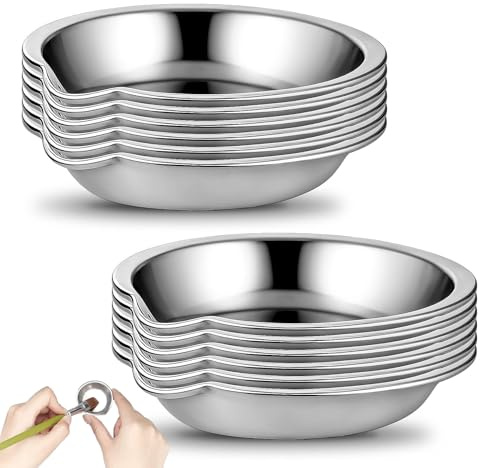 12 PCS Makeup Metal Mixing Paint Palette, Stainless Steel Round Paint Tray Palette, Makeup Mixing Palette, for Paint Pigment and Water Based Painting(Silvery 5cm)