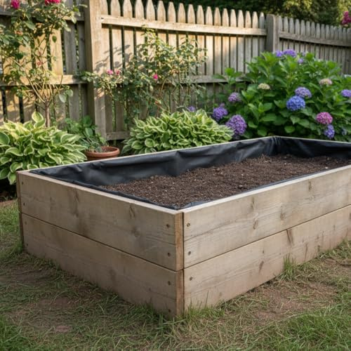 Conka Garden - Wooden Raised Bed Kit with Weed Control Liner - Large Garden Planters for Growing Vegetables, Herbs, Flowers & Fruit - Durable & Resistant FSC Treated Timber - 15cm x 30cm x 90cm
