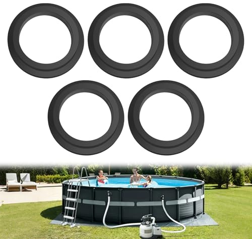 Jiaoshou Pan 5 Piezas Juntas Tóricas Piscina, Juntas de Goma para Piscina | Arandelas Goma, Repuesto para Bomba de Arena, Filtro Arena y Conexión Manguera (Negro)