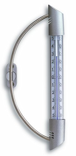 TFA Dostmann Analoges Fensterthermometer ORBIS mit Edelstahlhalter, 14.6015, wetterfest, Außentemperatur messen, silber