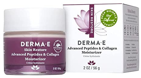 Derma E Advanced Peptides and Collagen Moisturizer – Double Action Face Cream with Peptide Complex – Intense Natural Collagen Moisture Day and Night Cream for Women, 2oz