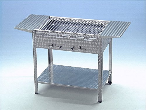 Holzkohlegrill Grill Kohlegrill aus Edelstahl 65x53x80 cm mit Seitenablagen und leicht entnehmbaren Kohlekasten mit Ascherost Grillfläche 59,5x47 cm ideal für Privat Verein Catering Gastronomie