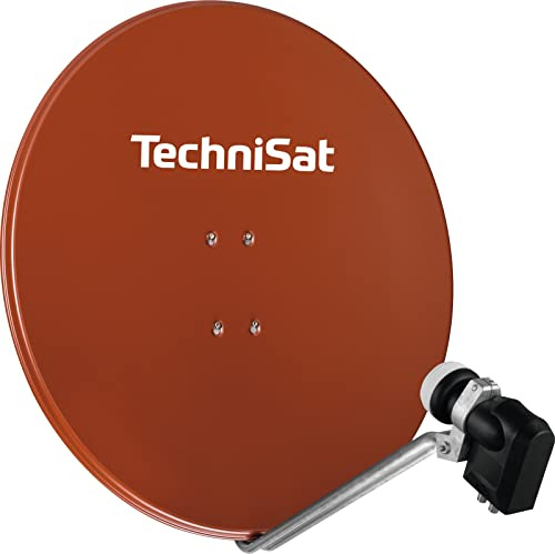 TechniSat SATMAN 850 Plus - Satellitenschüssel mit LNB (85 cm Sat Anlage mit Masthalterung und 40mm Universal-Quattro-LNB, Multischalter Wird benötigt) rot