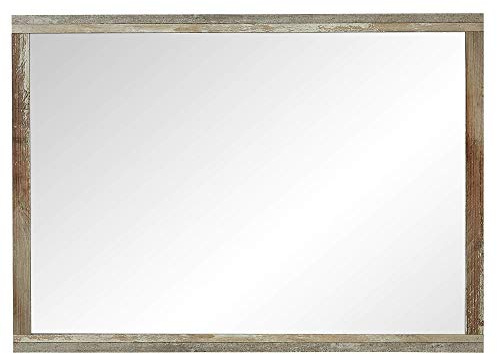 Stella Trading Bonanza Vintage Wandspiegel in Driftwood Optik - hochwertiger, pflegeleichter Spiegel für Flur & Garderobe - 98 x 70 x 2 cm (B/H/T)