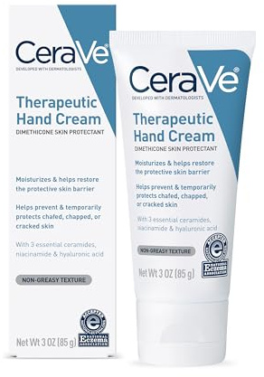 CeraVe Therapeutic Hand Cream, Hyaluronic Acid & Niacinamide Lotion, 3oz