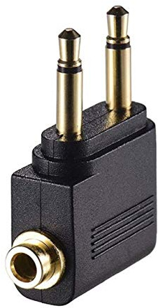 Airplane Headphone/Earphone Socket Adaptor - Gold Plated 3.5mm Mono Jack Plugs to 3.5mm Stereo Jack Socket - Compatible with Sony, Bose, Beats, Apple, JVC, Sennheiser, Panasonic, Betron and more