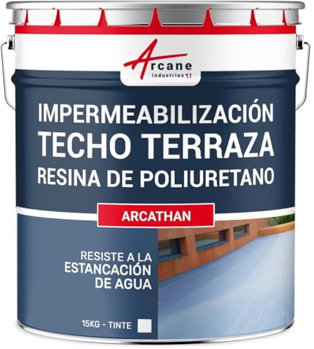 Étanchéité Toit Terrasse et Toit Plat, Résine - ARCATHAN 15 kg Blanc | Imperméabilise Toits, Terrasses, Façades et Carrelage, Membrane Élastique sans Joints, Résiste au Gel - Arcane Industries