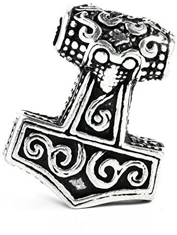 Windalf Thorshammer Bartperle aus 925 Sterling Silber – Mjölnir Haarperle Wikinger Schmuck – Bartschmuck für Männer – Viking Beard Bead für Zopf Dreadlocks & LARP