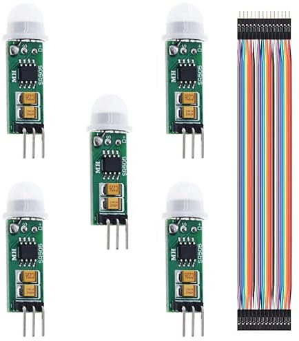 Youmile 5 uds Sensor de Movimiento Humano HC-SR505 Mini módulo Detector infrarrojo PIR para Interruptor de Sensor de Cuerpo para Arduino con Cable Dupont