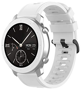 Yikamosi Kompatibel mit Amazfit GTR 42MM Armband,20MM Schnellverschluss Weiches Silikon Rostfreiem Metallverschluss Ersatzbänder für GTR 42MM/GTS 2/GTS 2e/GTS 2Mini,Weiß