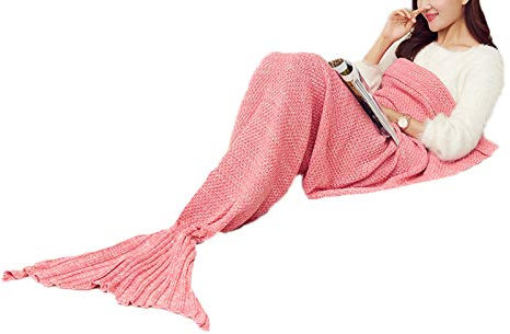 keepmore Meerjungfrau Decke Hand Häkeln Gestrickte Decke Sofa Decke Frauen Mädchen Weiche Warme Meerjungfrau Schwanz Decke Schlafsack