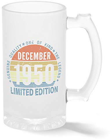 Limited Edition 1950 December 70 years Pint Glasbecher Gefrosteter Transparenter Stein Neuheit Krug für Bier 500ml