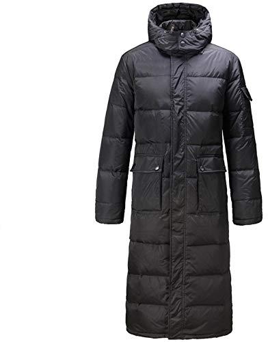 GYXYYF Mit Kapuze Extra Lang 90% Daunenmantel Männer Casual Schwarz Outwear Daunenjacken Männlich Dick Daunenmantel Fashion Puffer Jacket XXL Schwarz