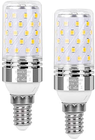 SanGlory LED-Leuchtmittel E14, natürliches Weiß 4000 K, 9 W entspricht 80 W Glühbirne, 950 Lumen, LED-Lampe Mais E14, flimmerfrei, Abstrahlwinkel 360 °, nicht dimmbar, 2 Stück