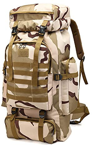 Kabxhueo Rucksack 80L Wasserdicht Notfallrucksack Military Armee Rucksack Großer Outdoor Reiserucksack Kampfrucksack Fluchtrucksack Survival Backpack für Herren Damen für Camping, Wander, Trekking