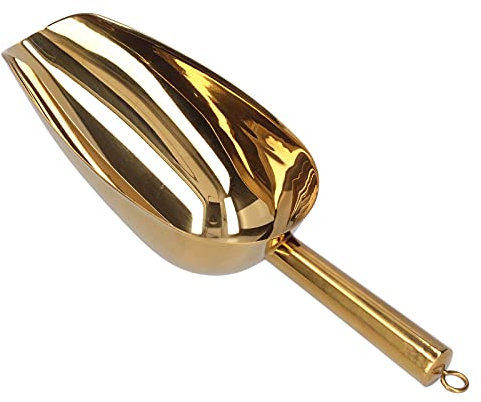 Ice Scoop Stainless Flour Shovel Kitchen Gadgets Accessories Dishwasher Safe for Kitchen Bar Buffet Party Garden (Gold)(S-Gold)