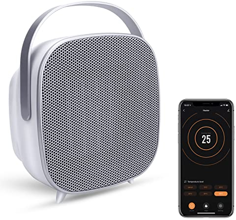 Aimox - Riscaldatore elettrico per ambienti, in ceramica, sottile, funziona con app Alexa e Google 1500 W, colore: Bianco