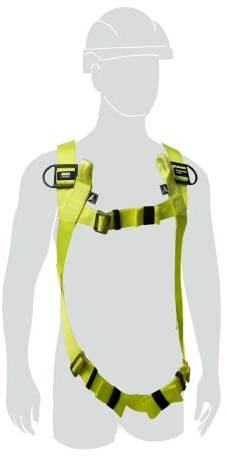 Miller Honeywell H100 Safety Harness, 2 Point Harness, Universal Size, Lightweight (0.8 kg), Mating Chest & Leg Buckles, Steel Back D-Ring, Rated to 140 kg, Yellow, 1036294