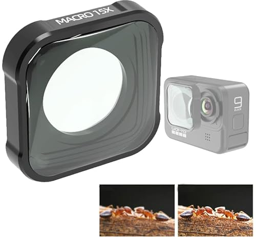 Honbobo Filtro per GoPro 11Mini 11 10 9 Macro Lens per GoPro 11Mini 11 10 9 Filtro obiettivo Protezione Accessori per GoPro Hero 11Mini 11 10 9 Black(Macro 15X Lens)