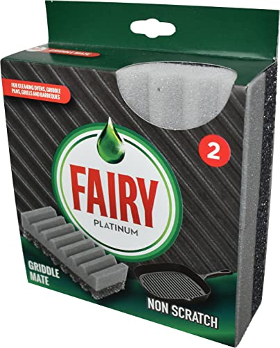 Addis Fairy Platinum Non Scratch Griddle Mate Dual Scourer for Oven Racks, BBQ's, Griddle Pans and Plates, Pack of 2, Grey 518947