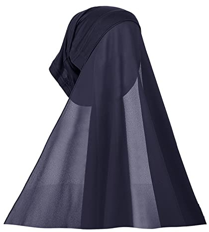 NICEYST Chiffon Instant Hijab for Women Muslim Under Scarf Tube Cap with Veil Fashion Islam Solid Color Headscarf Turban Wrap