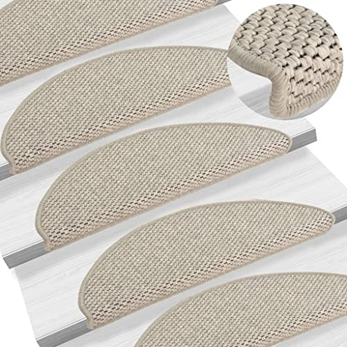 vidaXL Treppenmatten 15 STK., Stufenmatten Selbstklebend, Treppenteppich in Sisal-Optik, Treppenstufenmatte Treppenschutz, 65x21x4cm Taupe