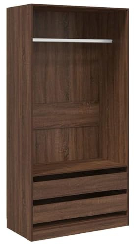 vidaXL Garderob brun ek 100x50x200 cm konstruerat trä, hatthyllor, klädstång, klädförvaring, klädskåp, klädstänger, jackhängare, garderob, garderober