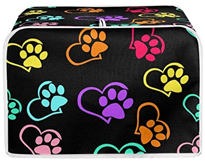 STUOARTE Dog Paws Print Toaster Covers 2 Slice Dust Protection Toaster Bags Stain Resistant Kitchen Appliance Covers Washable Bread Machine Cover Universal Size