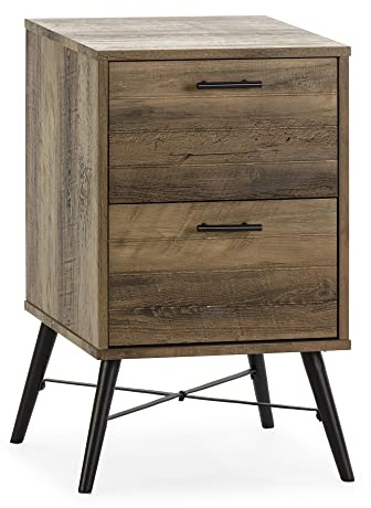 HOMN LIVING Mesita de Noche Clavel 2 cajones Color Rustic, guías metálicas, 40 cm (Ancho) 40 cm (Profundo) 66 cm (Altura)