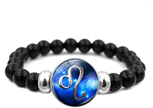 LODMLOER Leuchtendes Armband Mit 12 Sternbildern,Sternzeichen Waage,Fische,Krebs,Schmuck,Im Dunkeln Leuchtende Druckknopf-Armbänder Für Damen,Löwe,Einheitsgröße