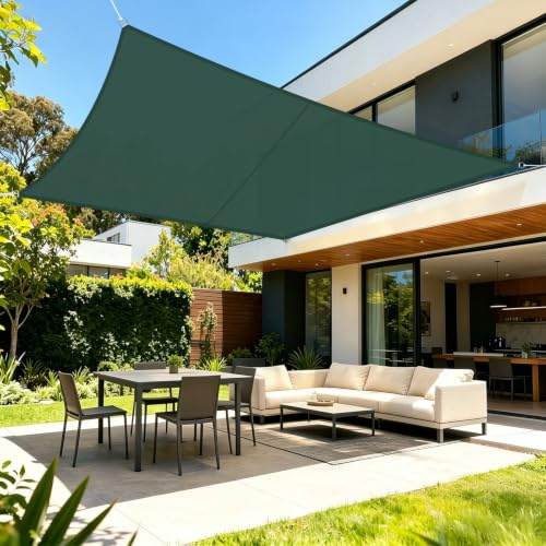 LOVE STORY Vela ombreggiante 4x5m Rettangolare Impermeabile UV95% per Patio | Tenda a Vela in PES resistente, Protezione Solare e Antivento. Perfetta per Esterno,Terrazza,Giardino.Verde