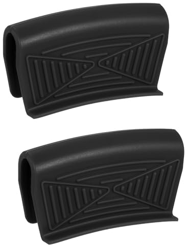 sourcing map 2pcs Silicone Assist Hot Pan Handle Holder Hot Skillet Handle Covers Pot Holder Sleeve Heat Resistant Pan Grip Cover for Metal Frying Pan Cookware Black