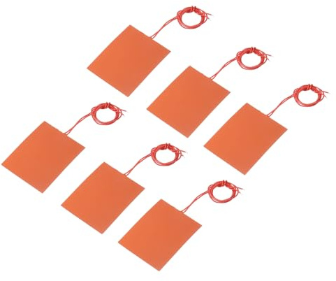 sourcing map Packung mit 6 Stück Silikon-Heizmatte 12V 25W Heizfolie | Flexible Heizplatte, 100mmx80mm, für konstante Temperatur, Heizmatte