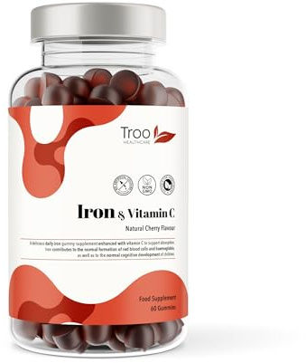 Troo Health Care Iron & Vitamin C - 60 Natural Cherry Flavour Gummies