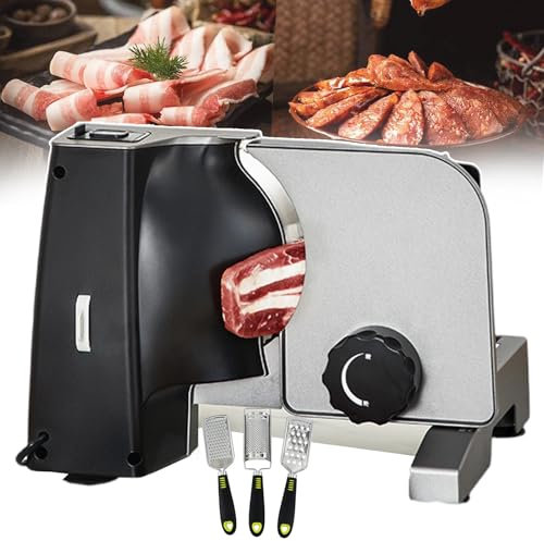 forplubossmmp 200W Food Meat Slicing Machine Stainless Steel Meat Slicer Commercial Meat Chopper | 1-15mm Knob-Type Thickness Adjustment | Even Thickness, for Meat, Vegetables, Fruits, Bread