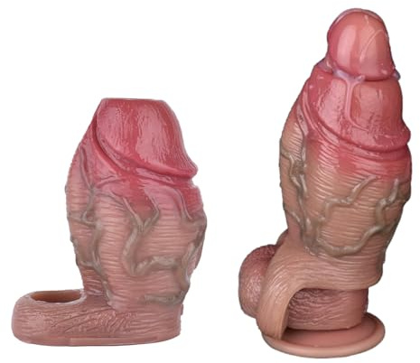Yasexx FlüSsigsilikon Realistische Penismanschetten Cock Sleeve Penissleeve für Penisvergrößerung und Zeit Verlängern Penishülle Pennis Extender Sex Toys Sexspielzeug Männer Frauen Extrem(A)