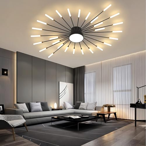QYSMGS Moderne LED Deckenleuchte Metall Acryl LED Lampen Eingebaute dimmbare Deckenlampe Kreative Spirale Blumenform Design Deckenbeleuchtung Acryl Deckenleuchte Farbwechselbar (Schwarz, 28+1)