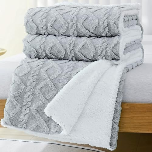 MANEMI Manta de Borrego, Doble Cara Franela y Sherpa, 100% Poliester, Suave y Caliente para Invierno, Manta Cama y Sobrecama
