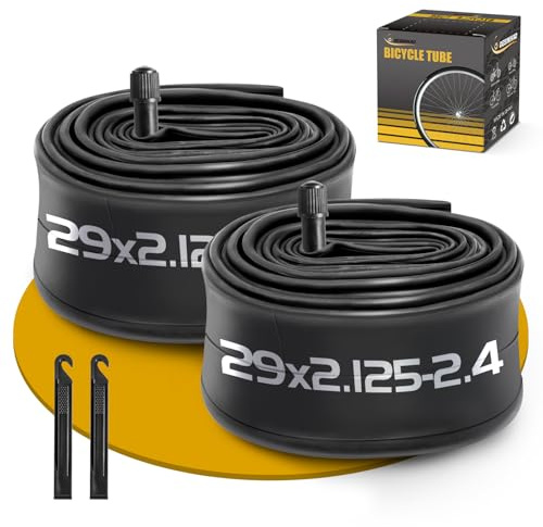 Set mit 2 Fahrradschläuchen, 29 Zoll, AV32 mm, Schrader-Ventil, kompatibel mit Schlauch 29 x 2,125/2,2/2,25/2,3/2,35/2,4, Schlauch 29 Zoll, für MTB/Fahrrad
