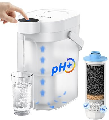 Waterdrop Filtro dell'acqua alcalina ionizzata, ricaricabile, 3,5 l, 6 livelli, brocca d'acqua istantanea elettrica ionizzatore, acqua alcalina mineralizzata, filtro dell'acqua portatile, riduce TDS