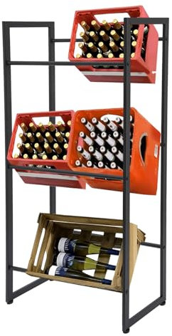ieLsngai Getränkekistenregal für 3 Kästen, Metall Stehend Getränkekistenhalter 71 * 30 * 140cm, Last pro Schicht 50kg