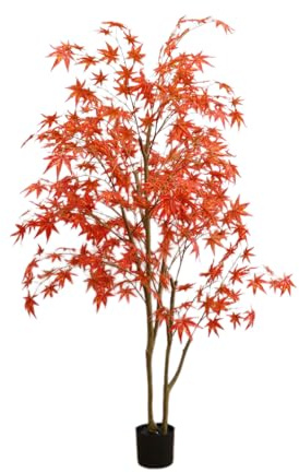 Thaookte KüNstlicher Ahorn Baum KüNstliche Pflanze 180cm KüNstlicher Ahorn Baum Rot Ahornbaum Winterhart Kunstpflanzen Groß KüNstliche Pflanze Im Topf Für Indoor Outdoor Haus BüRo Garten