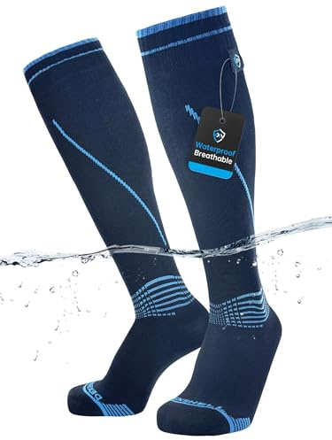 DexShell Waterproof Knee High Socks for Men & Women, Breathable Wading Socks for Fishing, Hiking & Wet Weather, JBB Black, Unisex Large