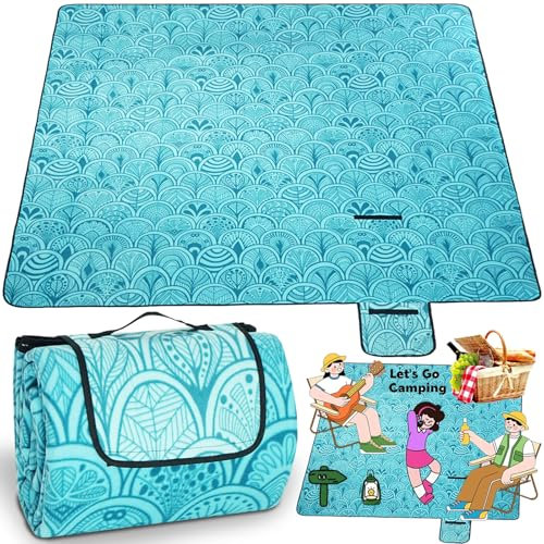 KIMIGO Outdoor Picknickdecke 200x200 cm – Camping Decke mit Aluminiumboden & Flauschiger Einseiten-Oberfläche,Outdoor Teppich,Stranddecke,wasserdichte Decke, für Strand,Camping und Garten