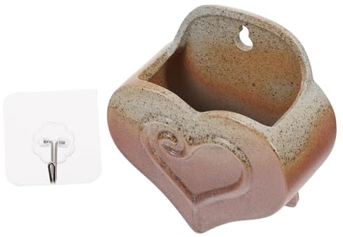 Sosoport Vaso a Muro in Ceramica a Forma di Cuore per Piante e Succulente, Sospeso per Balcone e Cortile, Design Elegante e Resistente Colore Caffè